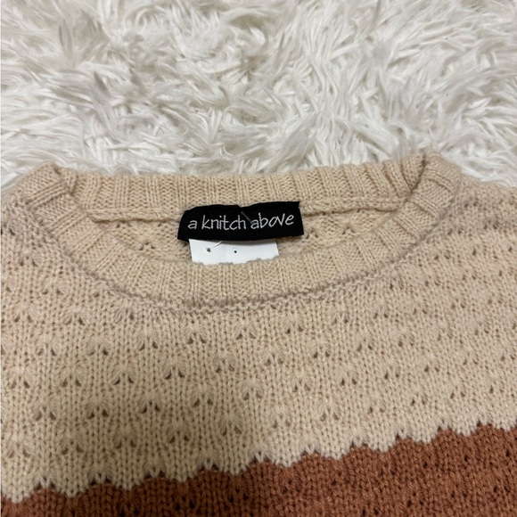 A Knitch Above Sweater Knit Sweater Striped Sweater Wavy Sweater Neutral Sweater - Picture 3 of 5